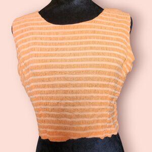 Vintage Wrapper USA orange shirred smocked sleeveless crop top size M